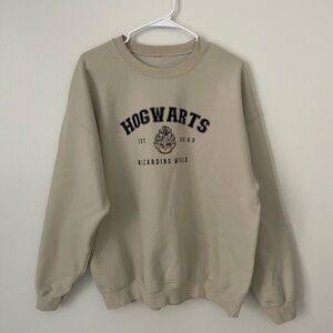 Hogwarts Screen Printed Sweatshirt - Beige